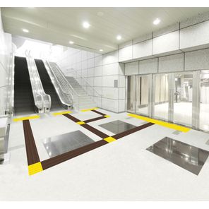 Piso de Demarcação Tátil Direcional Kit 16 peças 25x25cm Marrom Kapazi