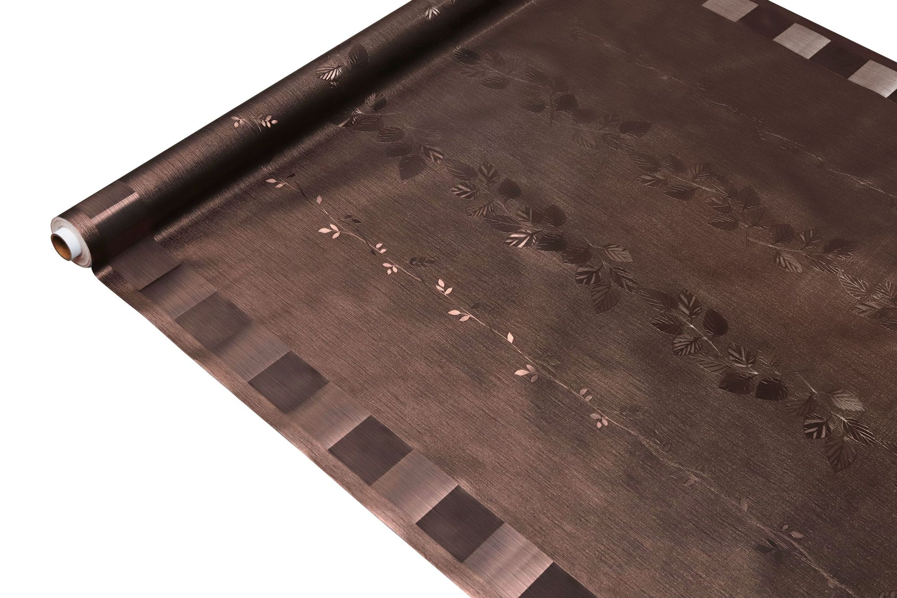 Toalha de Mesa Metalizada Rolo 1,37m x 20m Folhas Bronze