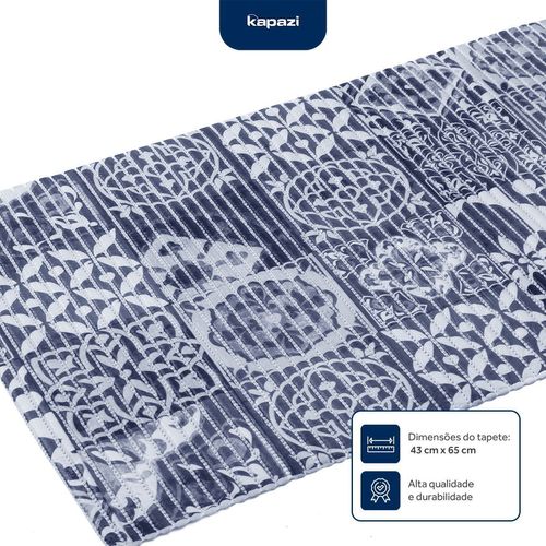 Tapete Antiderrapante Tropical 43cm x 65cm Azulejo Azul Kapazi