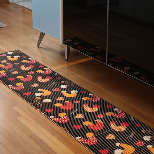 Tapete Antiderrapante Tropical 43cm x 130cm Galinhas Black Kapazi