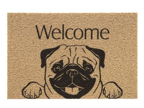 Capacho Vinil Pet 40cm x 60cm Welcome Pug Kapazi