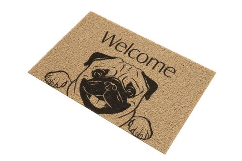 Capacho Vinil Pet 40cm x 60cm Welcome Pug Kapazi