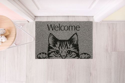 Capacho Vinil Pet Cat Welcome 40cmx60cm Kapazi