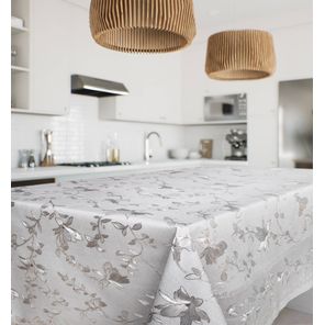 Toalha Premium Metalizada Rolo 1,37m x 20m Barrado Floral Prata Kapazi