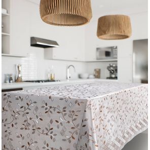 Toalha Premium Metalizada Rolo 1,37m x 20m Flores Prata Kapazi