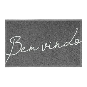 Capacho Vinil Light 40cm x 60cm Bem Vindo Cinza Kapazi