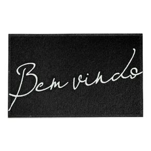 Capacho Vinil Light 40cm x 60cm Bem Vindo Preto Kapazi