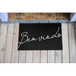 Capacho Vinil Light 40cm x 60cm Bem Vindo Preto Kapazi