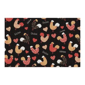 Tapete Antiderrapante Tropical 43cm x 65cm Galinhas Black Kapazi