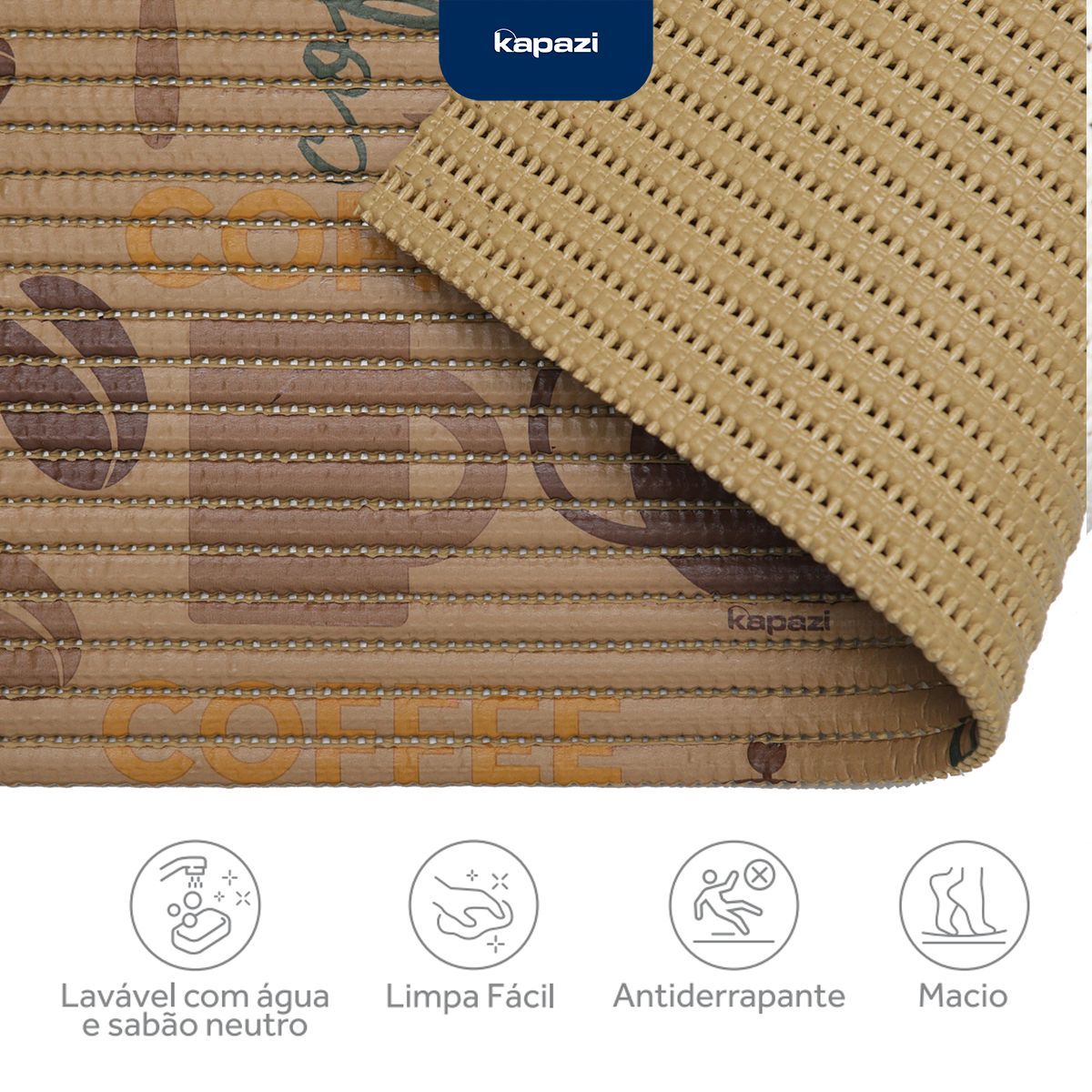 Passadeira Cozinha Tropical Coffee 43cm x 130cm Kapazi - Kapazi