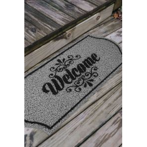 Capacho Vinil Formas 30cm x 70cm Welcome Cinza Kapazi