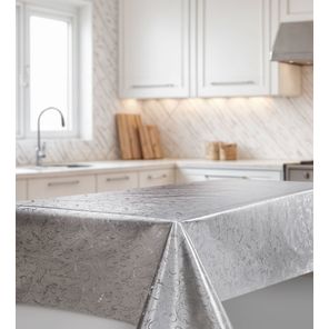 Toalha Premium Metalizada Rolo de 1,37m x 20m Arabesco Prata Kapazi