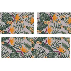 Kit de Tapetes para Cozinha Slimkasa Floral Mostarda Kapazi