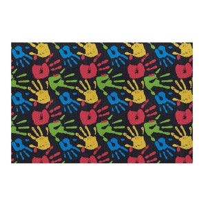 Tapete Brisa Infantil 100cm x 130cm Palma da Mão Preto Kapazi