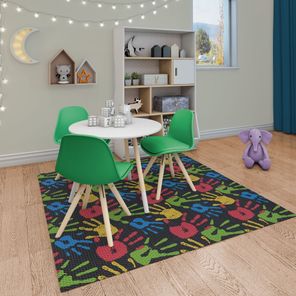 Tapete Brisa Infantil 100cm x 130cm Palma da Mão Preto Kapazi