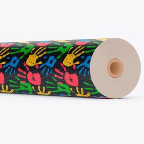 Tapete Brisa Infantil Rolo 65cm x 15m Palma da Mão Preto Kapazi
