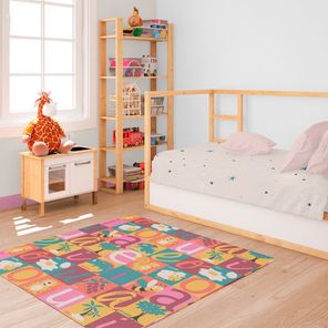 Tapete Brisa Infantil 100cm x 130cm Vogais Kapazi