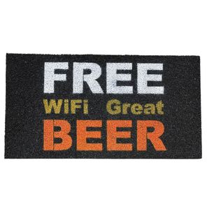 Tapete Capacho Entrada Vinil Free Wifi Great Beer 40cm x 75cm Kapazi